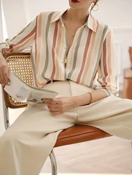 Fashion luxury ladies shirt striped blouse for women Long sleeve Tops blusa mujer