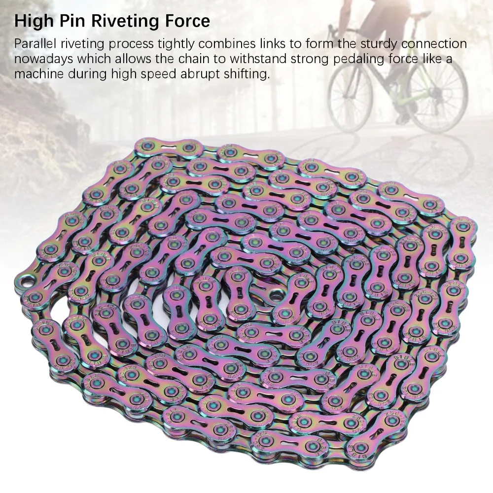 

12-скоростная велосипедная цепь 1/2 X 11/128 дюйма, 126 звеньев, для шоссейных и горных велосипедов, из высокоуглеродистой стали, простая установка