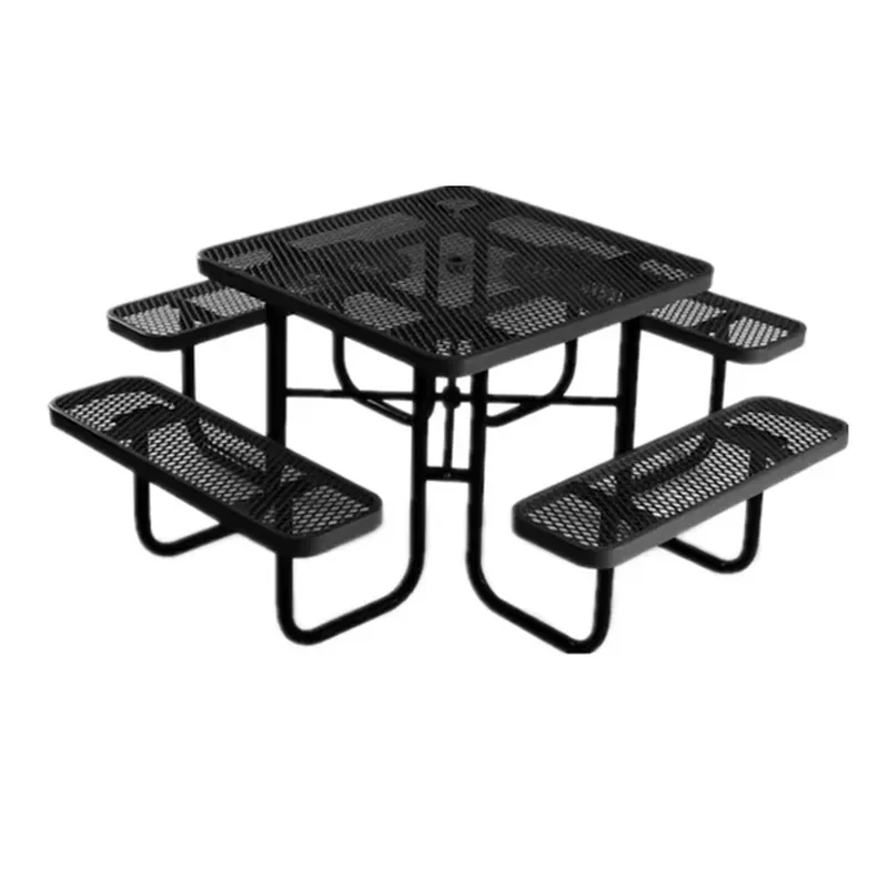 Outdoor Commercial Heavy Duty Thermoplastic Coated Metal Steel Mesh UV Anti-rust Picnic Table (with Accessories)