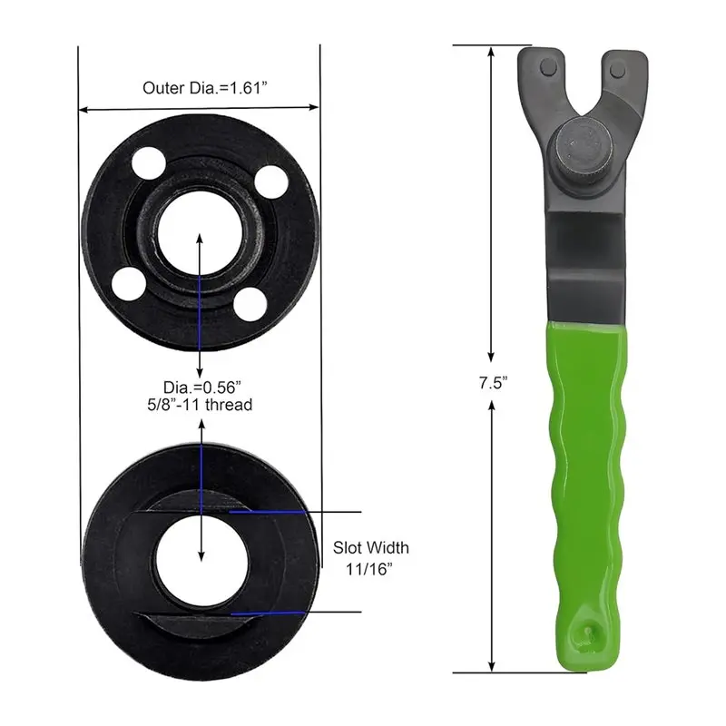 Fresh Grinder Adjustable Spanner Wrench Flange Nut Kit 5/8