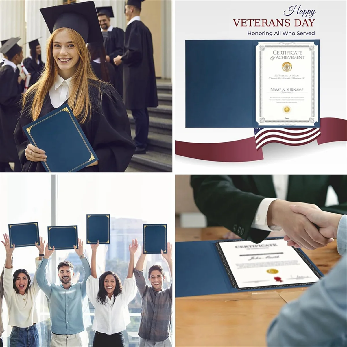 A04I Certificate Holders, 25 Packs Diploma Holders, Certificate Covers with Gold Foil Border for Letter Size 8.5x11 Inch image 5