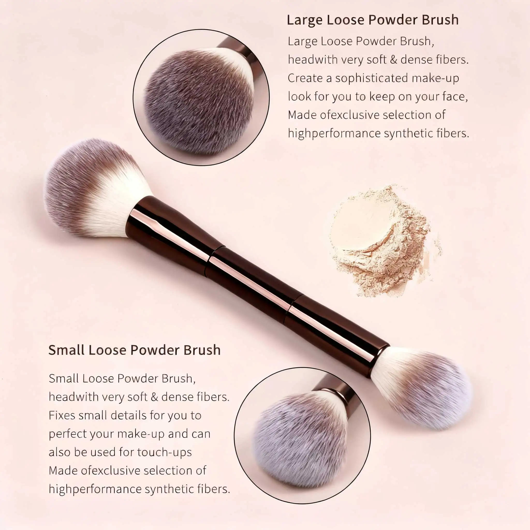 5 PCS Foundation Makeup Brush Set Double-ended Kabuki Mask Contour Brush for Liquid Powder Concealer Cream Cosmetics Blending Ma