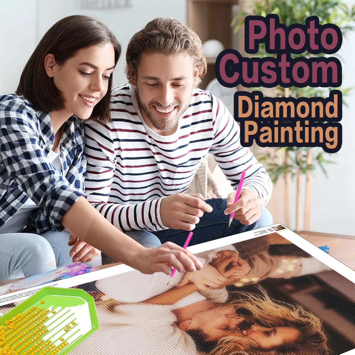 GATYZTORY – peinture diamantée personnalisée avec photos, photos personnalisées pour couples, cadeau à faire soi-même, broderie diamantée, décoration de la maison, mosaïque diamantée