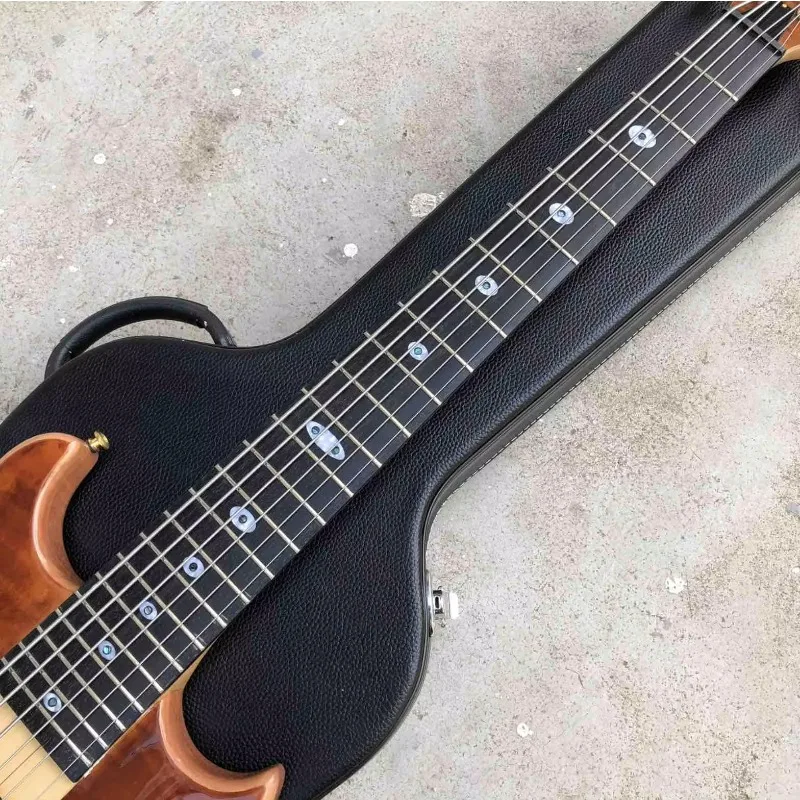 Custom  Fingerboard 4 Strings Bass Burst Maple Top 9V Active Pickup Electric Bass Guitar