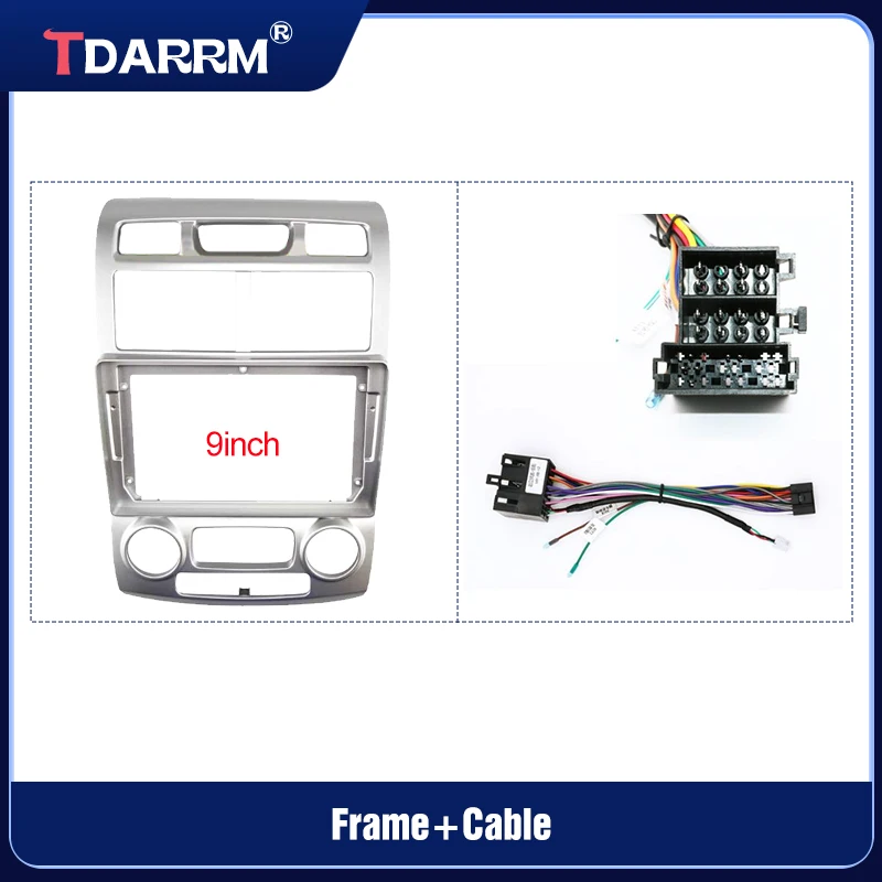 For 2005 2006 2007 2008 2009 2010 Kia Sportage Audio Dash Kits Frame Facia Panel Player DVD screen Frame 9 inch(silver)