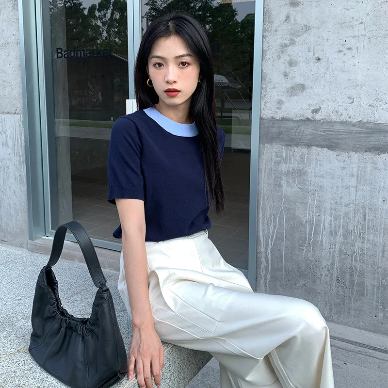 Cozy Soft Good Quality Women Summer T-shirt 2024 New In Women Clothes Old Money Style MInimalstyle Top