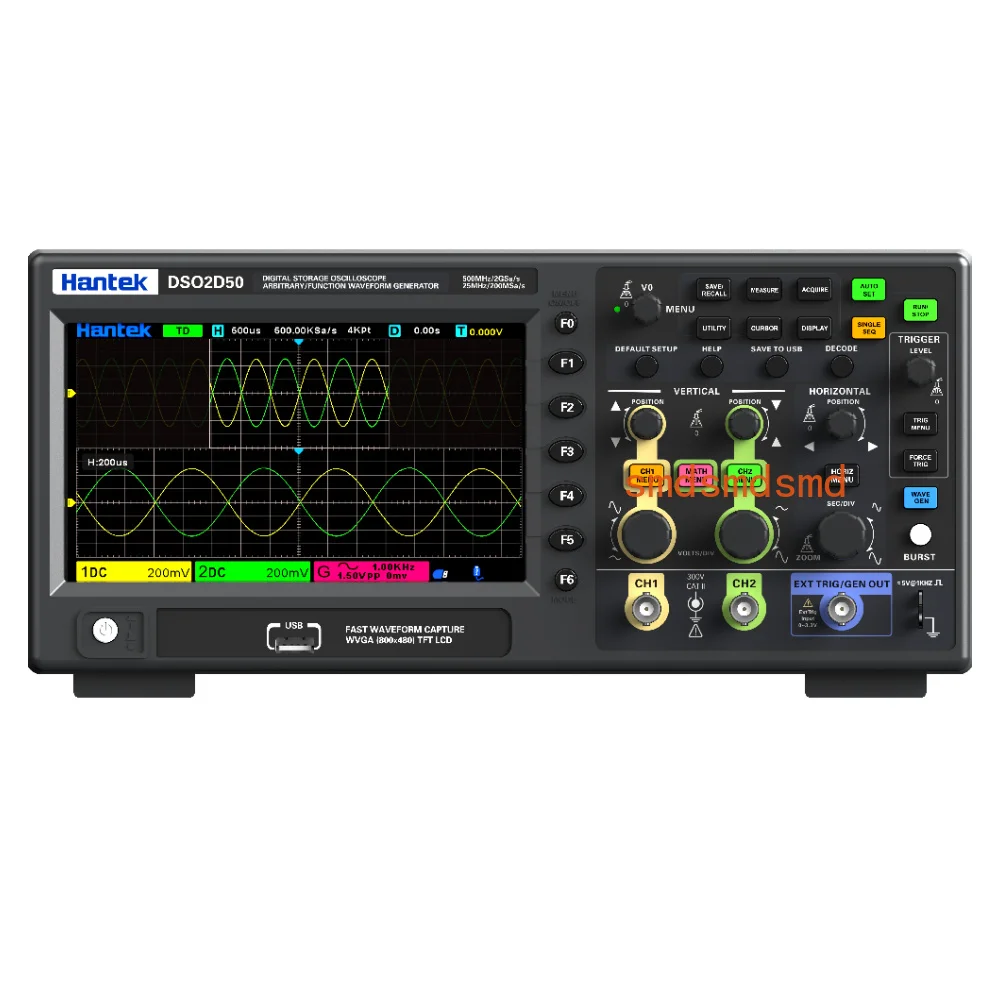 DSO2D50 2-CHannel Digital Oscilloscope 500MHz Bandwidth 2GSa/s Sampling Rate with Waveform Generator Storage Oscilloscope
