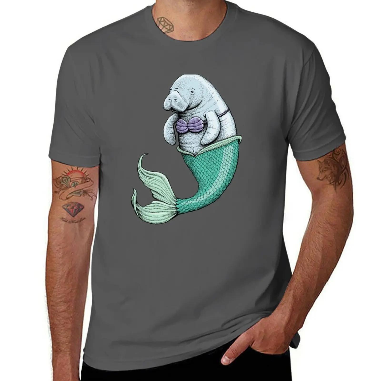

Manatee Mermaid T-Shirt gifts for boyfriend oversize t-shirts man t shirts for men cotton