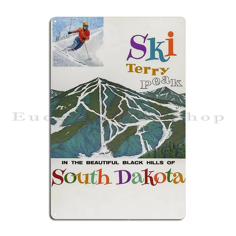 Terry Peak Usa Ski Travel Poster Bokeelee Metal Plaque Poster Bar Cave Club Wall Mural Designer Cave Tin Sign Poster