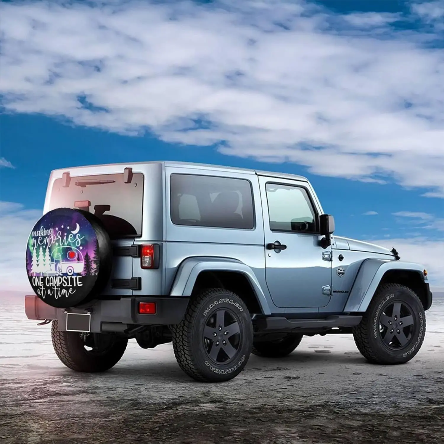Camping Memories Aurora Spare Tire Cover Universal Waterproof Wheel Protector for RV SUV Truck Camper
