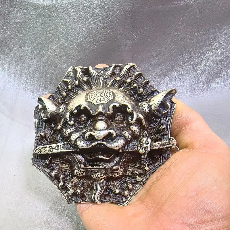 Octagonal Head Lion Biting Sword Ornament Home and Office Decoration