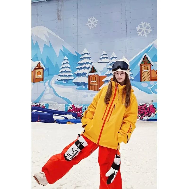 New Winter Snow Sports 2‑Pcs Outfit Thickened Anti‑Snow‑Infiltration Windproof Waterproof Snow Ski Gear