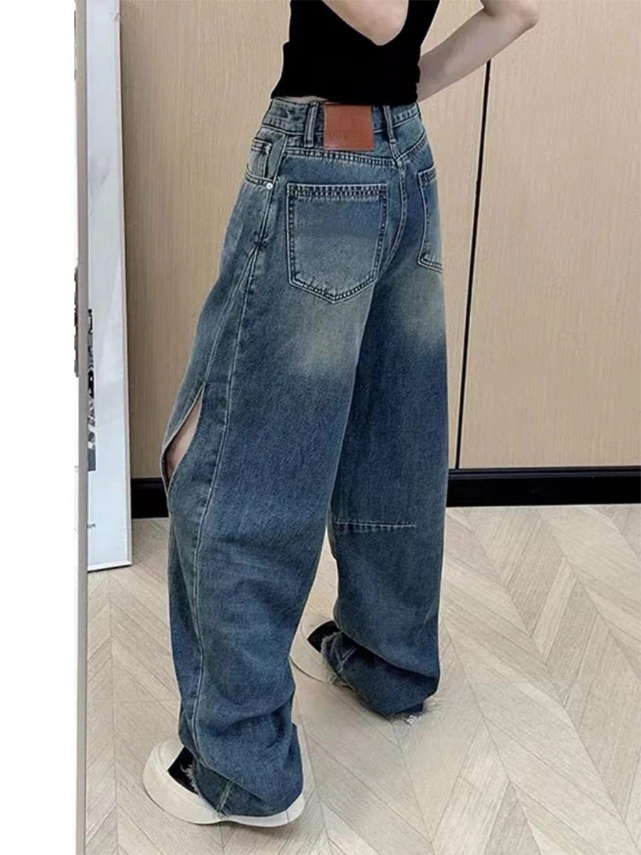 

High Waist Wide Leg Jeans Women's Spring Summer Slimming Straight Cut American Style Curvy plus Size Denim Pants