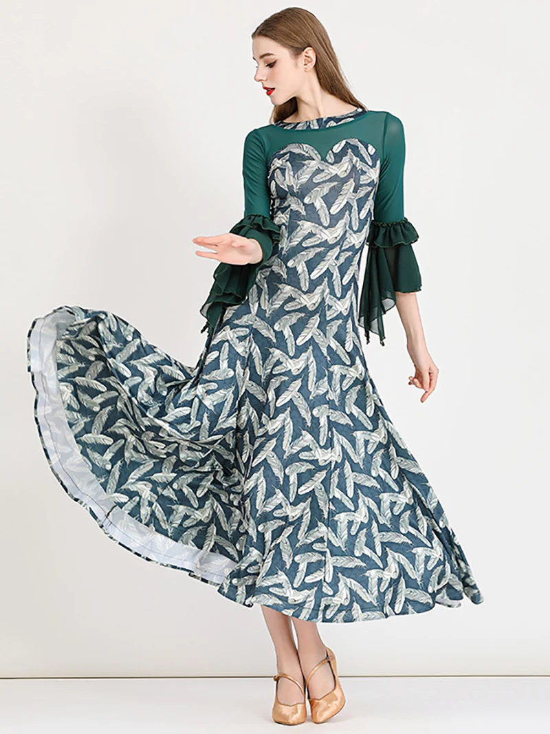 

Women Modern Dance Dress Printing Technology Modern Dance Dress National Standard Dance Costume Training Suit Ballroom Practice
