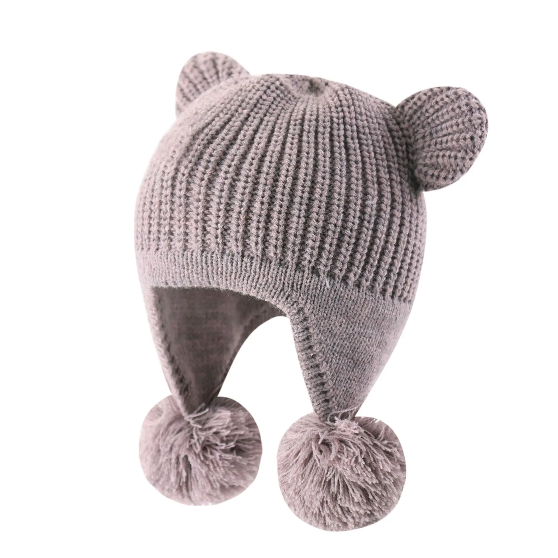 Gorros de punto de doble bola para bebé, gorros cálidos de invierno para niño y niña, gorro súper lindo de viaje a prueba de viento, protección para