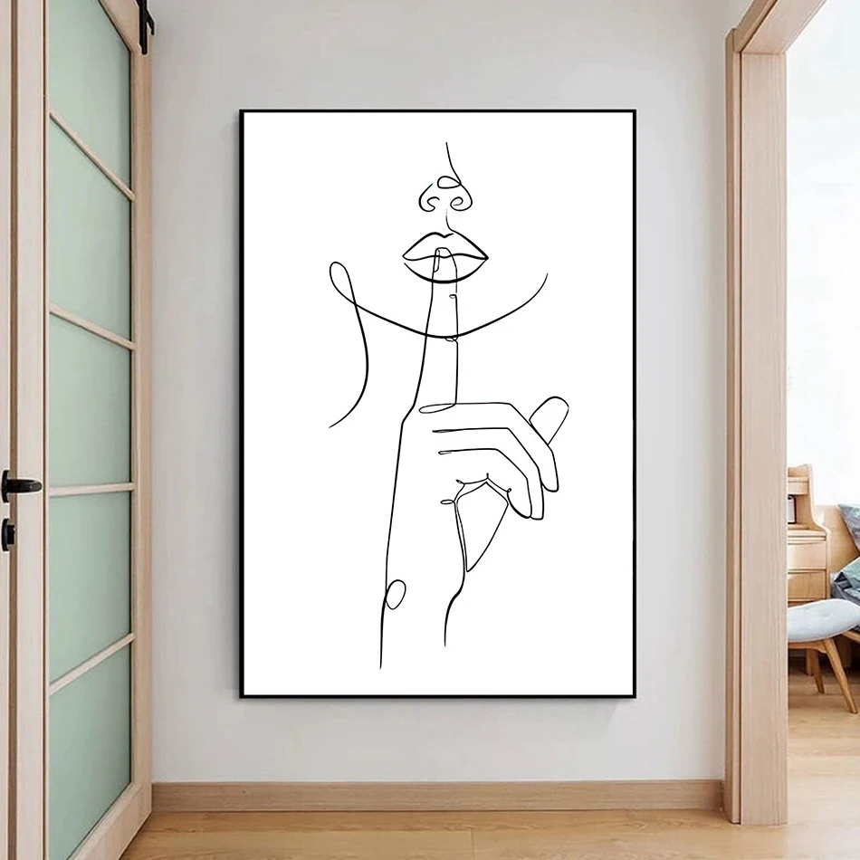 Originality Woman Outline Line Art Canvas Painting Nordic Minimalist Style Home Wall Art Posters and Prints for Living Room Gift