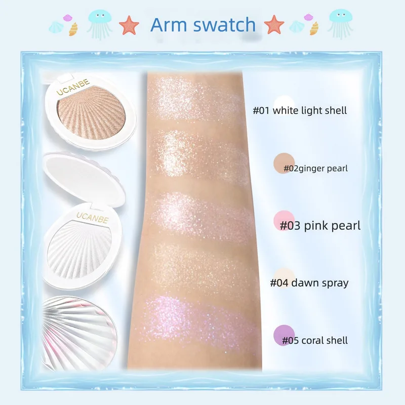 Ucanbe Shell Highlighter Cream Ginger Mashed Potatoes Sparkling Fine Pearlescent Glow Brightening & Hydrating Face Makeup