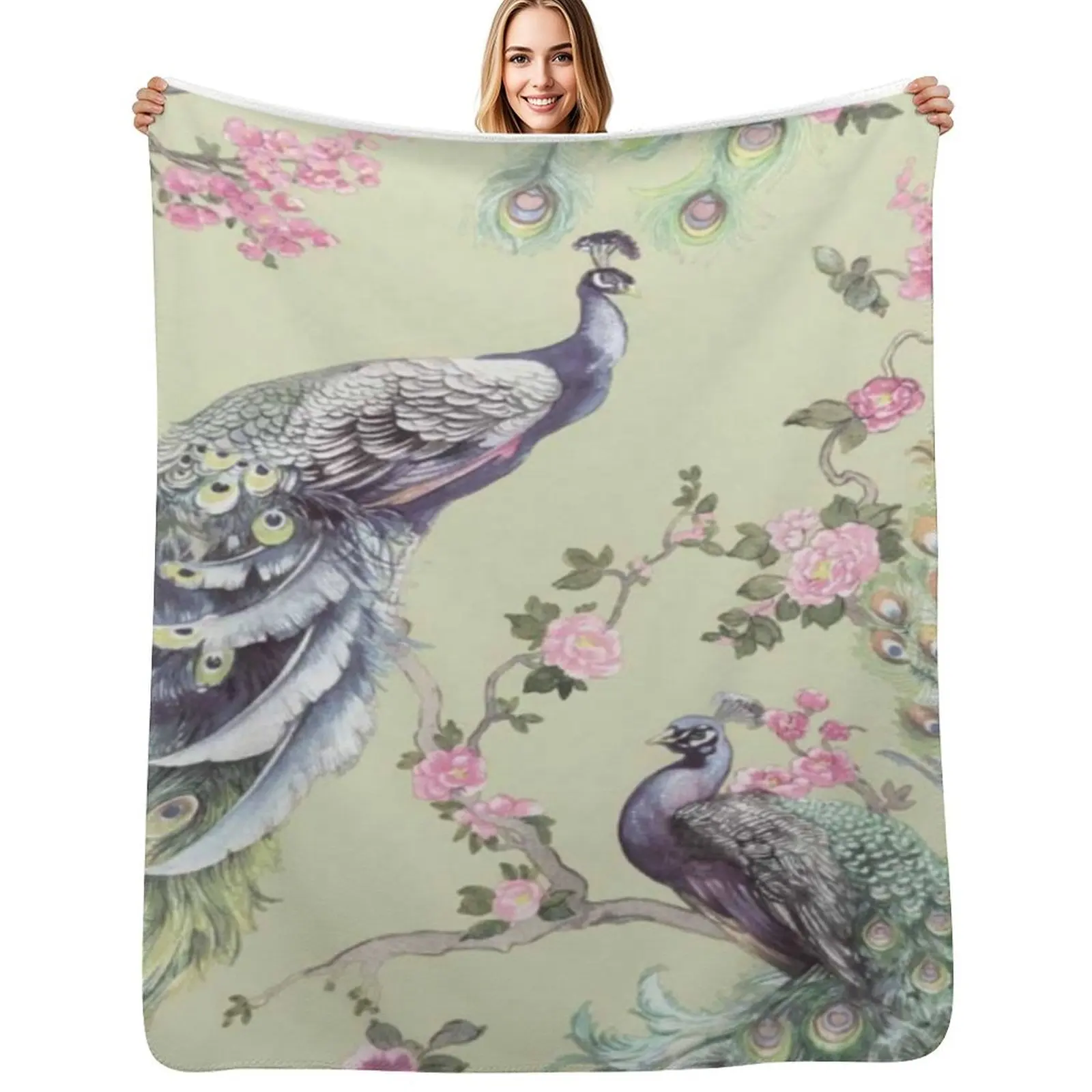

Feathers Fly Exotic Cluster Menali Peacock Throw Blanket valentine gift ideas for winter Blankets For Bed Blanket
