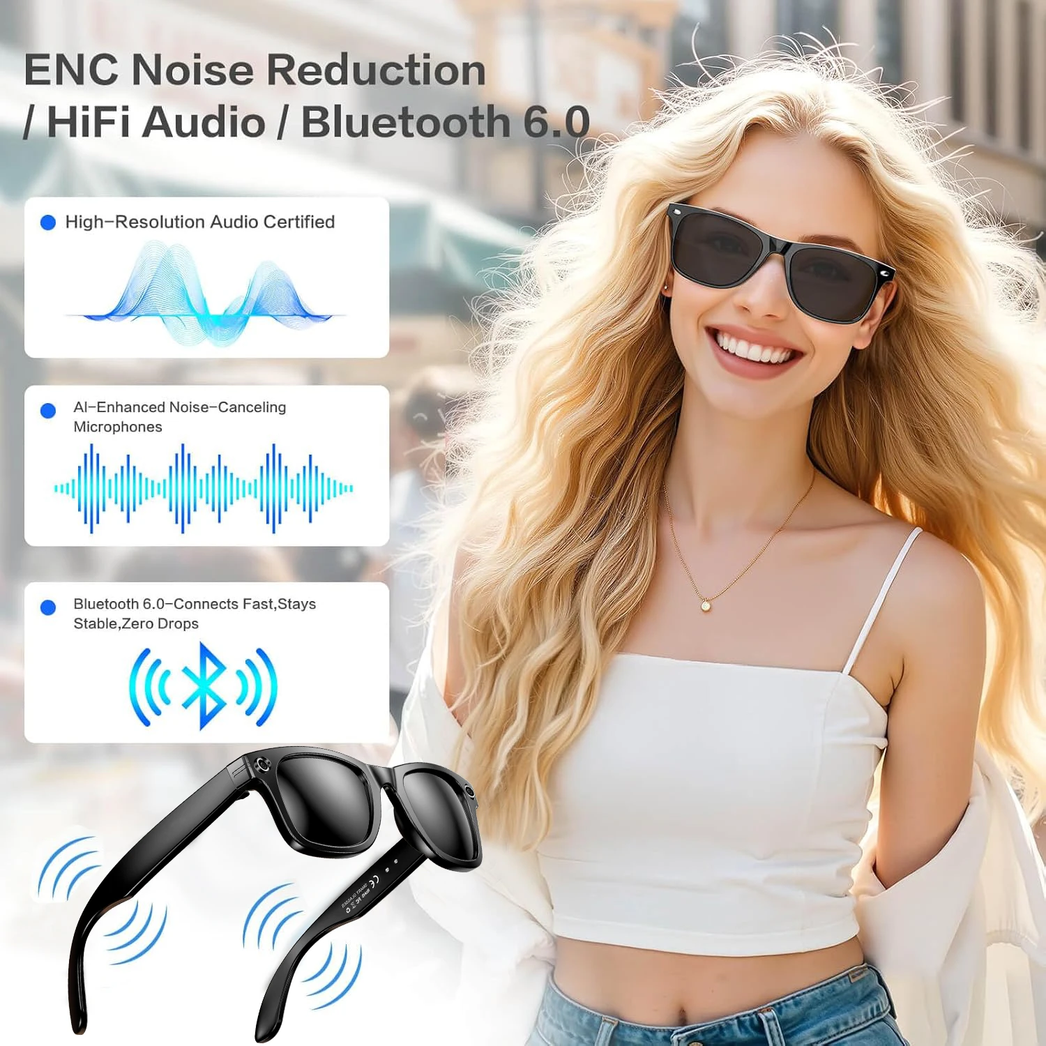 2025 ai óculos inteligentes com câmera óculos de sol mini câmera gravador de vídeo sem fio bluetooth chamada anti-azul óculos para homem mulher