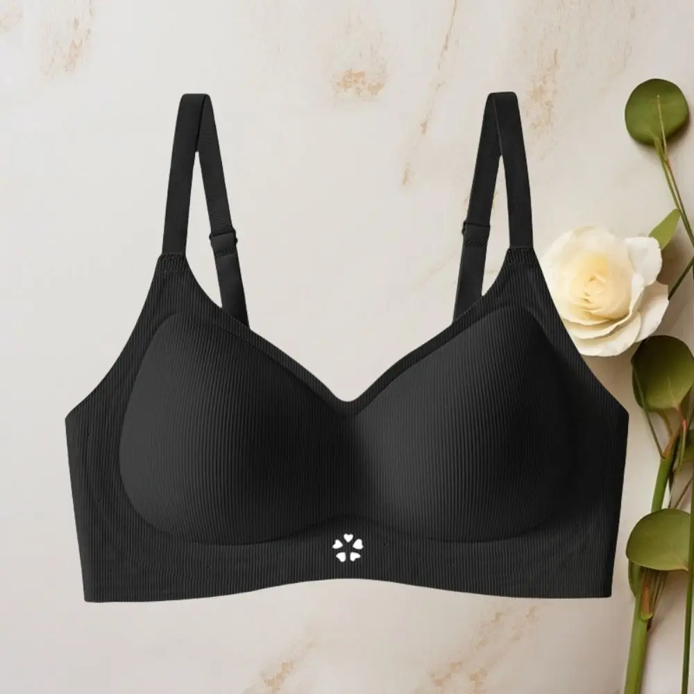 Traceless Draadloze Diepe V-bh Schokbestendig Nauwsluitende Beha voor Vrouwen Verzamelde Borsten Kersenbloesem Vorm Naadloze Bh's
