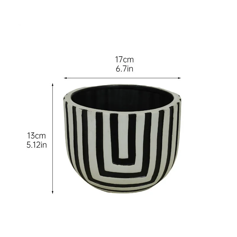 Geometry Black and White Striped Ceramic Vases, Ceramic Jars, Dining Table Flower Arrangement Containers, Home Decoration