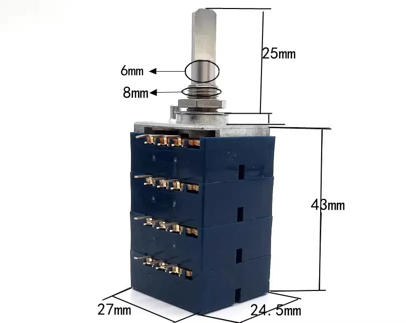 1Pcs, Vier-Layer Potentiometer, RK27,Audio Volume Potmeter, 10KA 20KA 50KA 100KA,RK27 Type Hifi Audio Diy 25Mm As