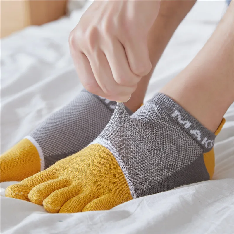 Five-finger Socks Men Cotton Short Mesh Toe Socks Summer Thin Boat Socks Pack