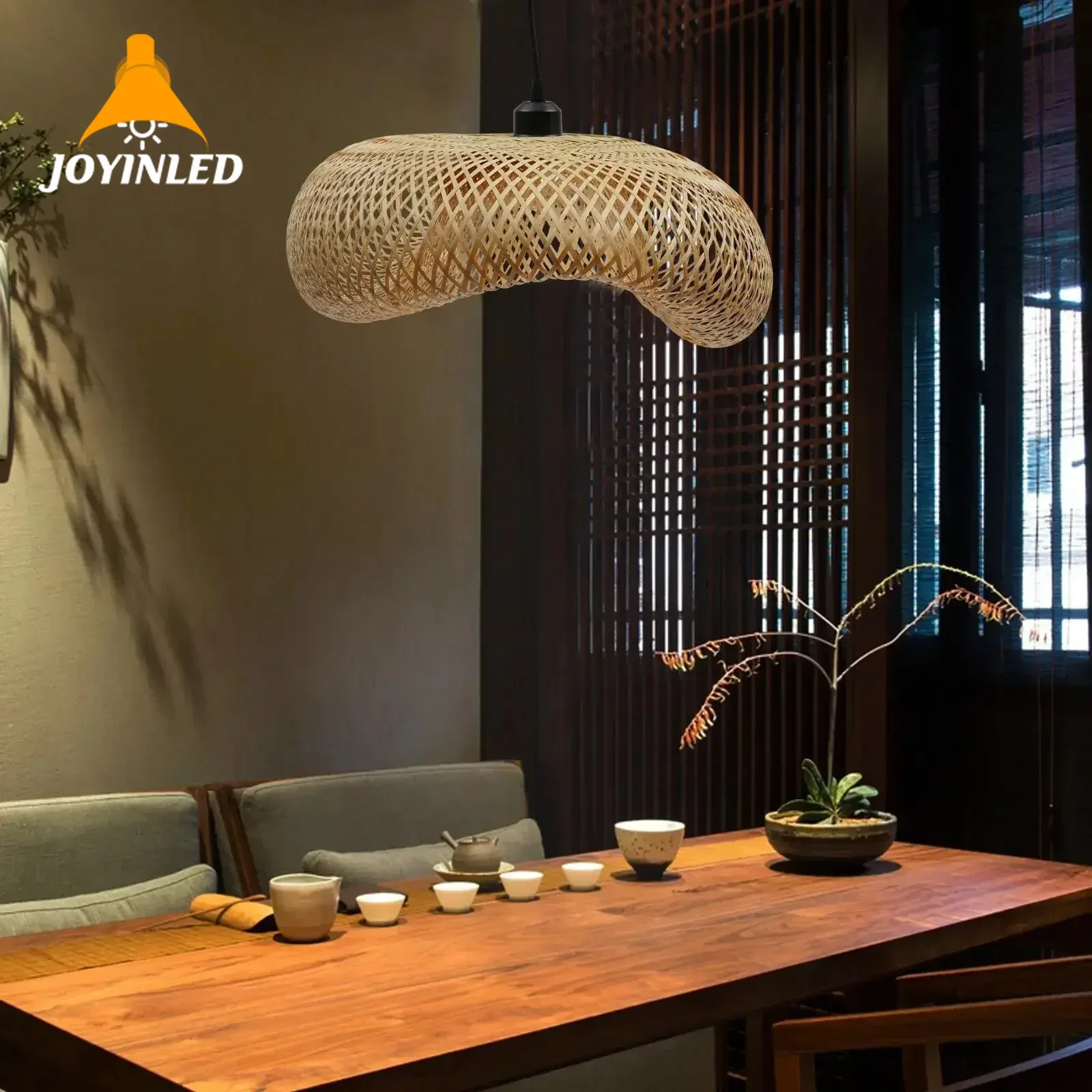 

Dia40cm Restaurant E26/E27 Bamboo Chandeliers Fixture Bamboo Wicker Rattan Shade Pendant Lights Art Asian Hanging Ceiling Lamps