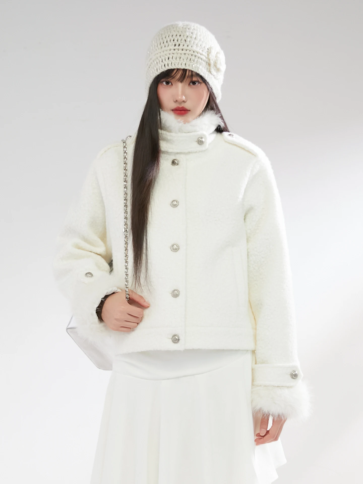 

King Prince Korean Sle Thiened Plu Jaet Women's Winter Warm Outerwear ort Coat Long Sve Button Closure