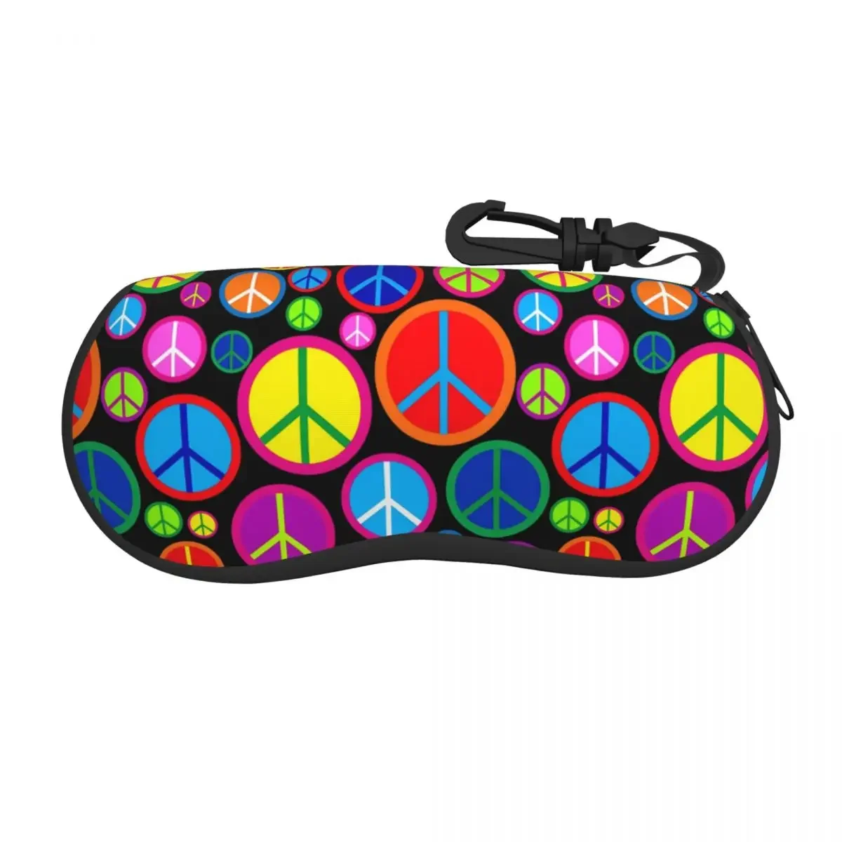 Peace Horizontal Glasses Case Cool Colorful Print Travel Cute Sunglasses Pouch Zipped Male Female Eyewear Storage