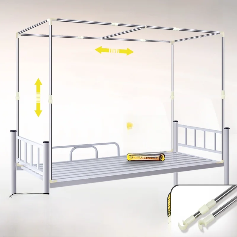 New Student Dormitory Bed Curtain Stainless Steel Support Rod Expandable Bed Frame Mosquito Net Pole for Upper And Lower Bunk...