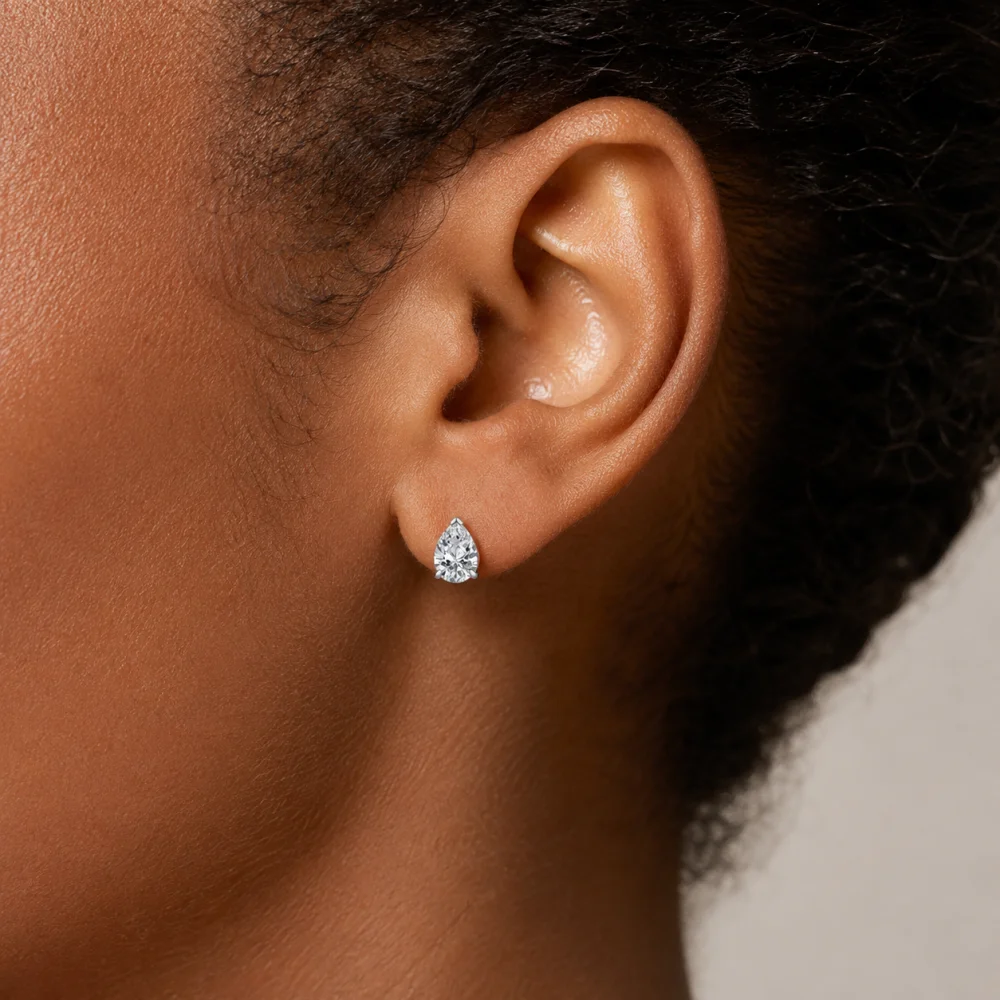 Silver Color Teardrop Zircon Stud Earrings for Women Minimalist Exquisite Cubic Zirconia Earrings Bridal Wedding Jewelry Gifts