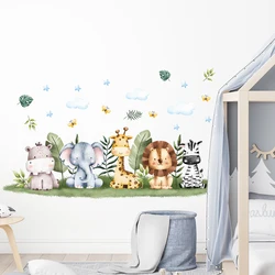 Cartoon Cute Elephant Giraffe Lion Zebra Animal Wall Stickers for Bedroom Living Room Nursery Decoration Wall Decals