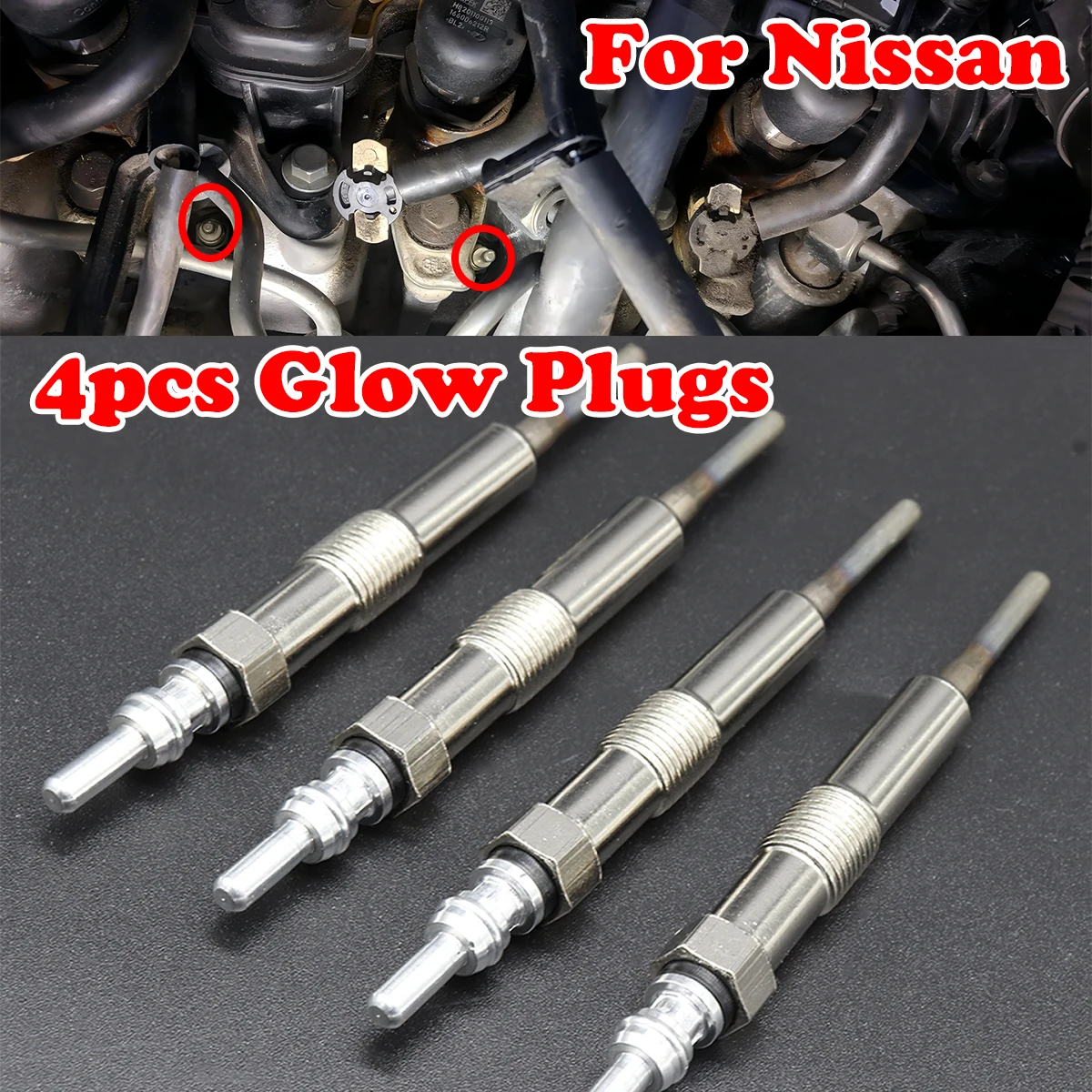 

4PC Diesel Heater Nickel Plating Glow Plugs 4.4V For Nissan Juke F15 Note E11 E12 Tiida Qashqai J10 NJ10 J11 Dualis Pulsar C13