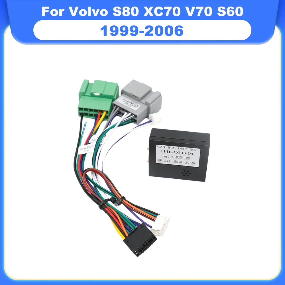 16Pin Automotive Wire Loom Power Cable With Canbus Decoder Box For Volvo S80 XC70 V70 S60 1999-2006 Android Stereo Adapter