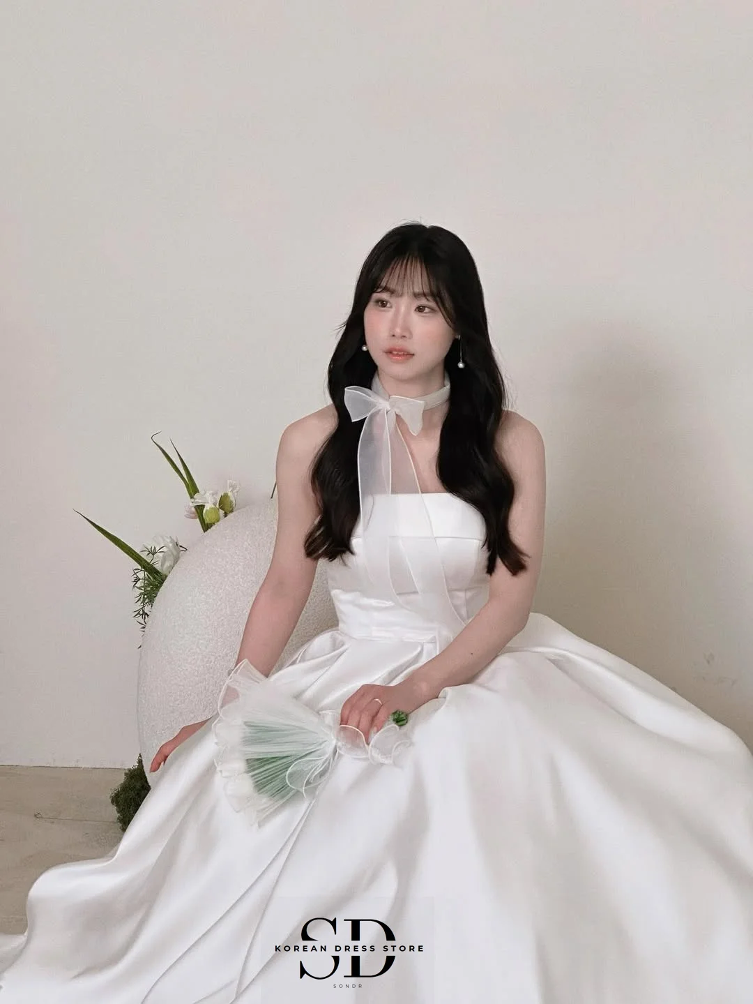 Sondr Silk Satin Korean Wedding Dresses Strapless Elegant Wedding Snap Dresses Customized A Line Corset Back Bridal Gown