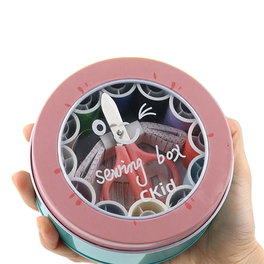 CKid Sewing boxes, Sewing Box Sewing Kit，Round Sewing BasketSewing Kit for Adults Travel Sewing Box