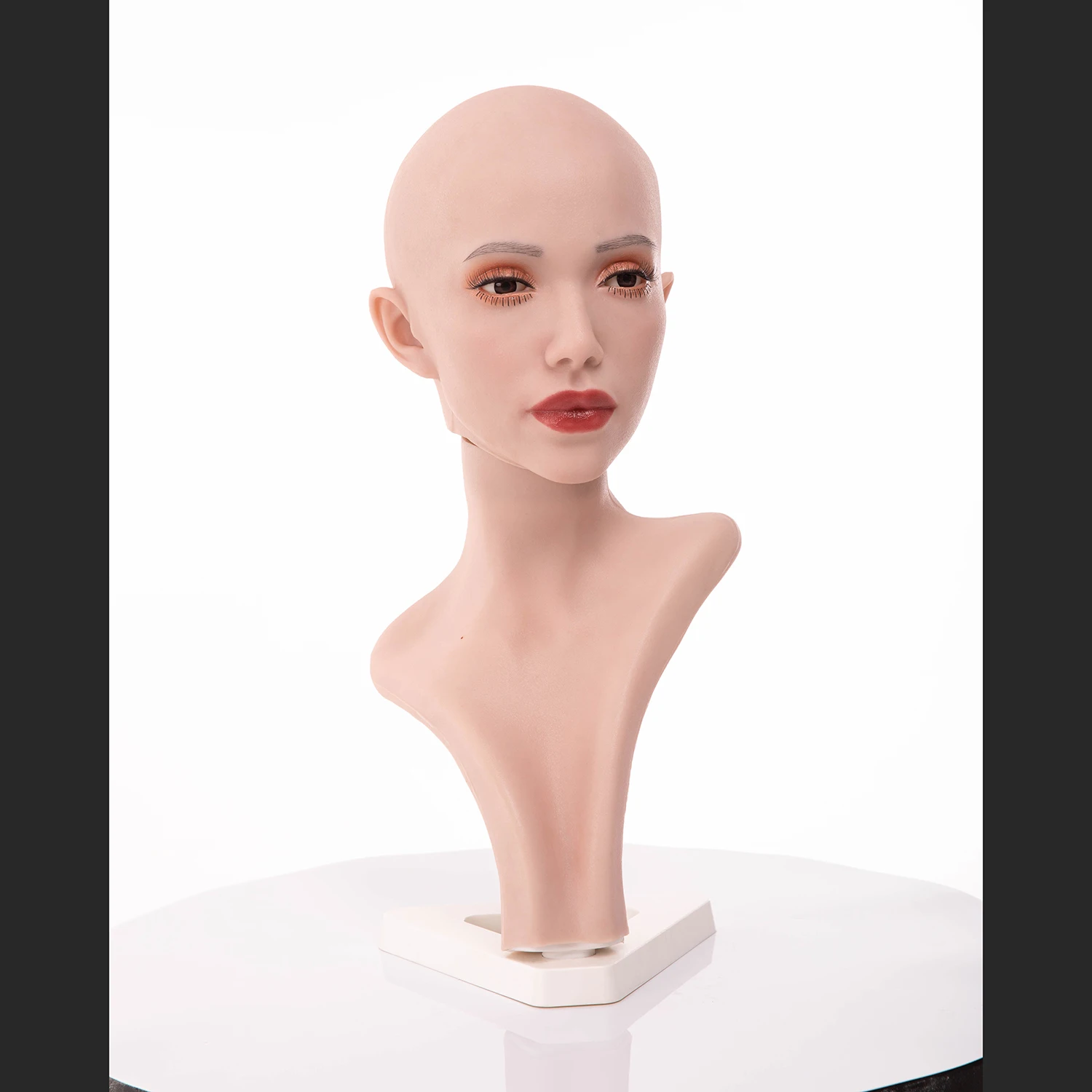 Female Silicone Head Model Dummy Head for Wig Hat Display Jewelry Scarf Display Hair Prop Detailed Makeup TM08