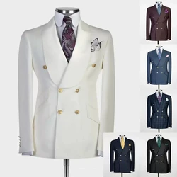 Alleen Jas 1PCS heren Pak Double Breasted Business Sjaal Revers Slanke Pak Jas Blazer Bruidsjonkers Tuxedo Voor bruiloft Etentje