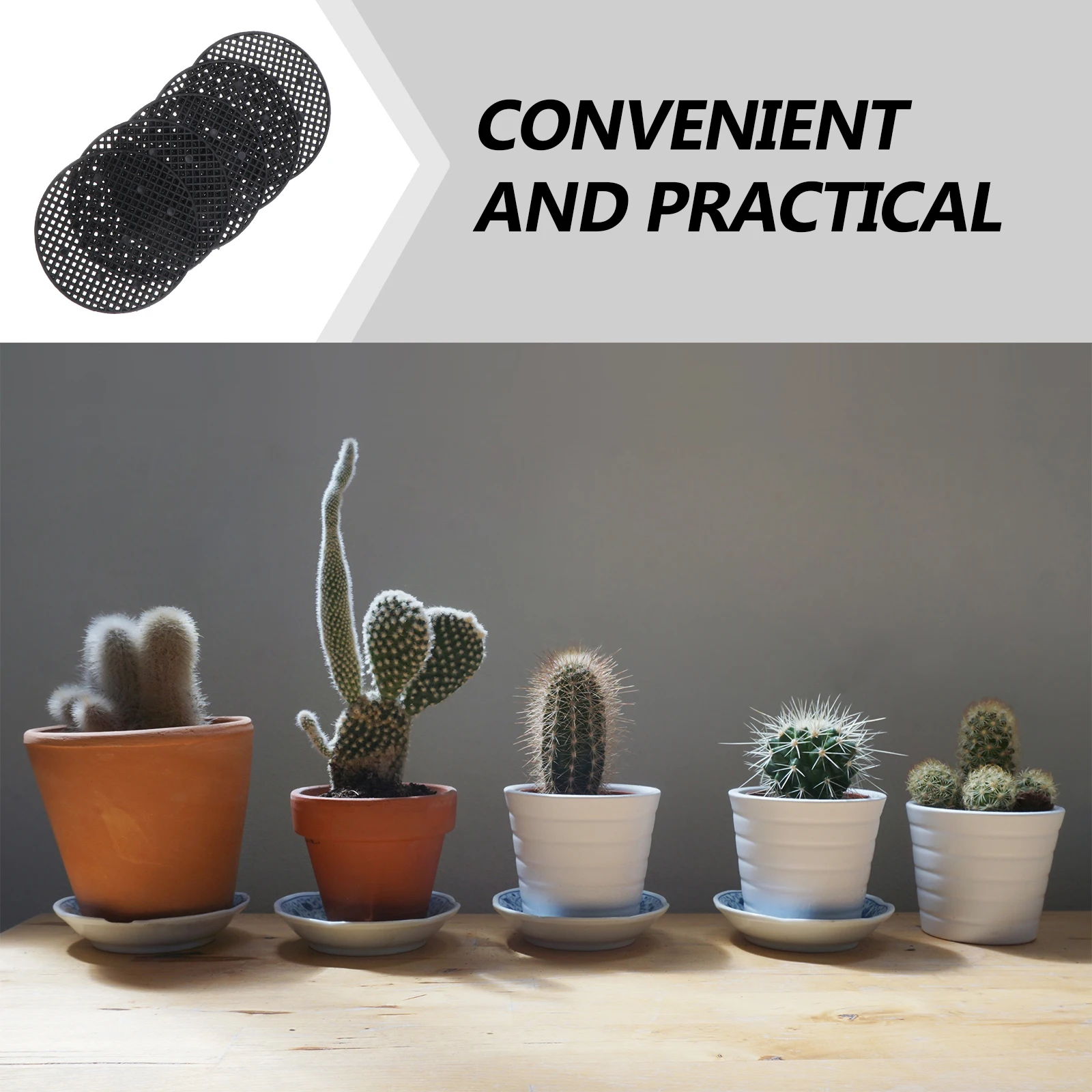 

20pcs Flowerpot Bottom Mesh Gasket Reusable Black Lightweight Plastic Soil Leak Prevention Insect Resistant for Bonsai Planters