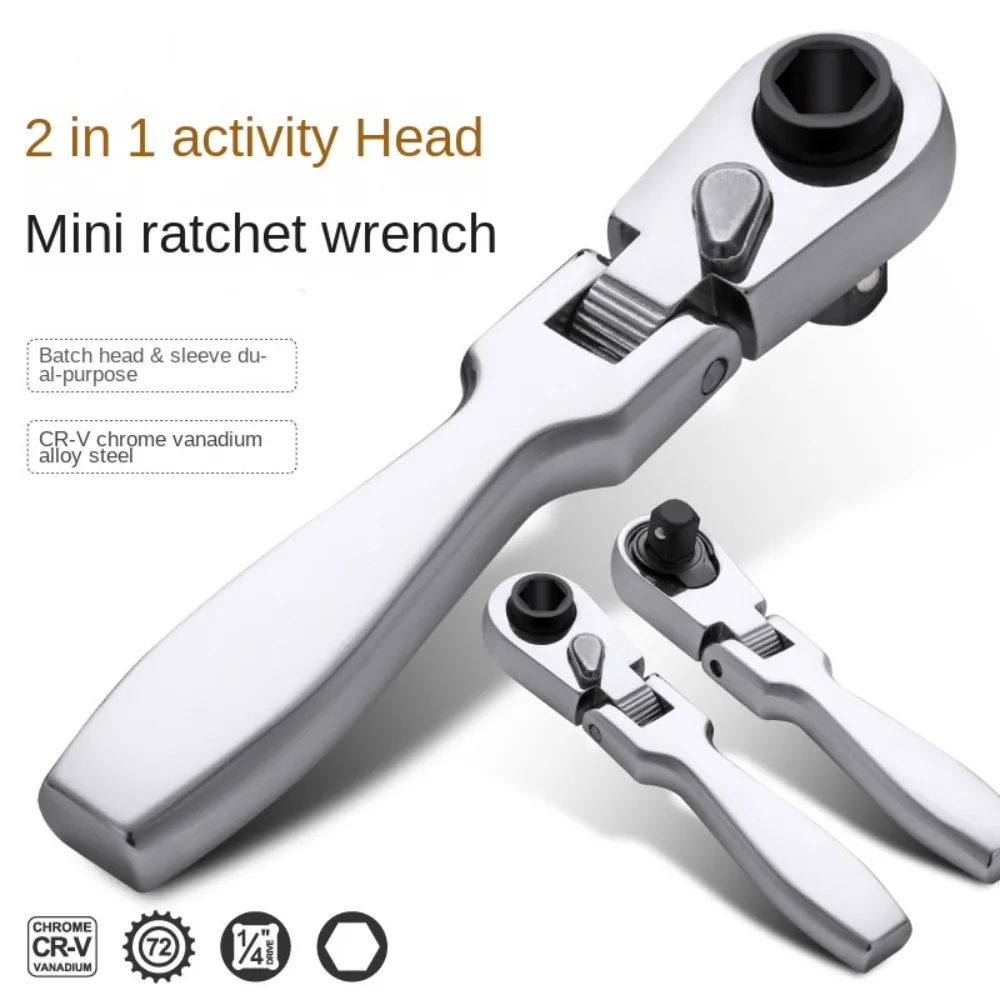 

New Steel Ratchet Wrench Rotatable 72 Teeth Socket Wrench Rod 2 in 1 Multifunctional Dual Head Screwdriver Home