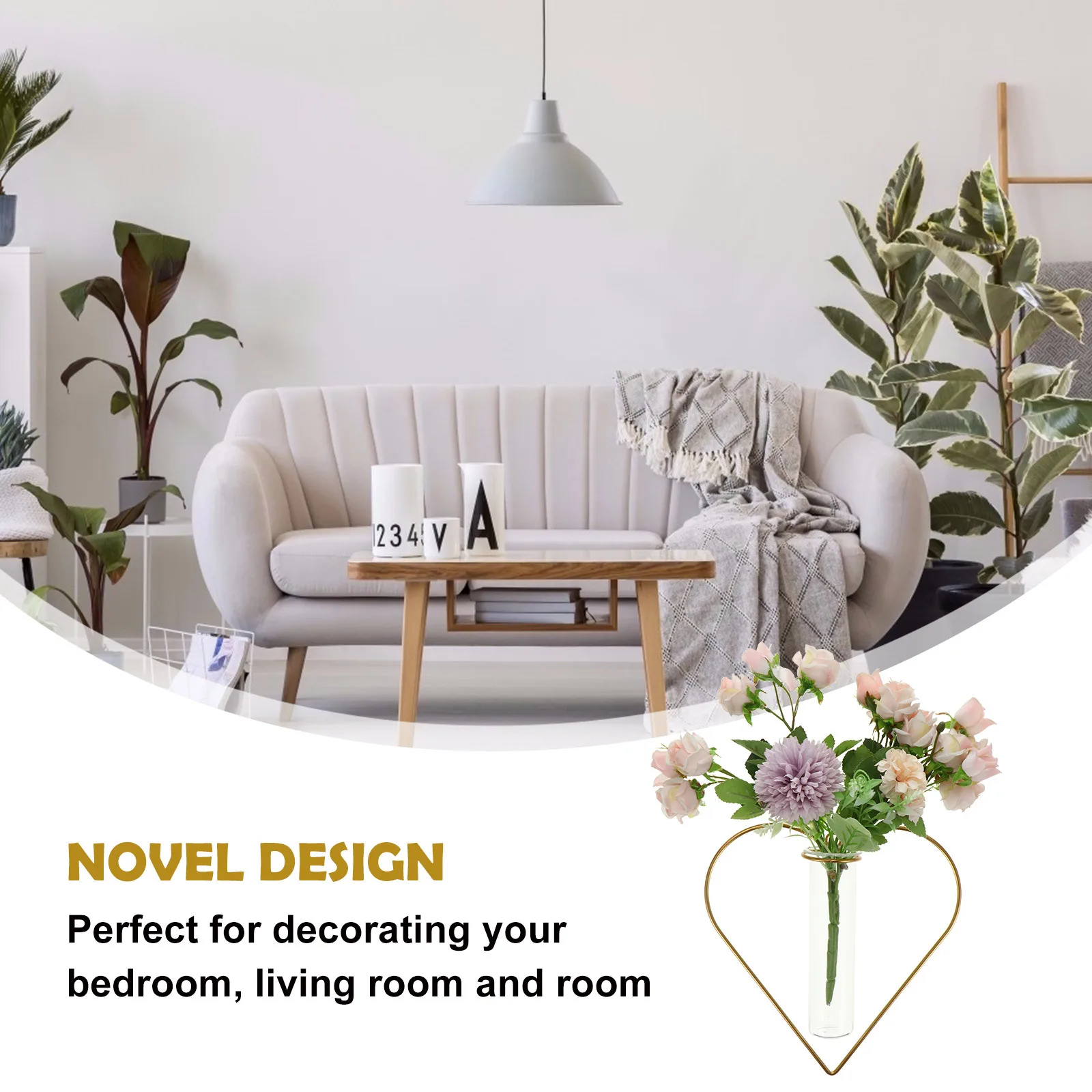 

2Pcs Nordic Style Wall Hanging Flowerpot Golden Iron Craft Home Wall Decoration Punch-Free Holder Golden Flower Holder