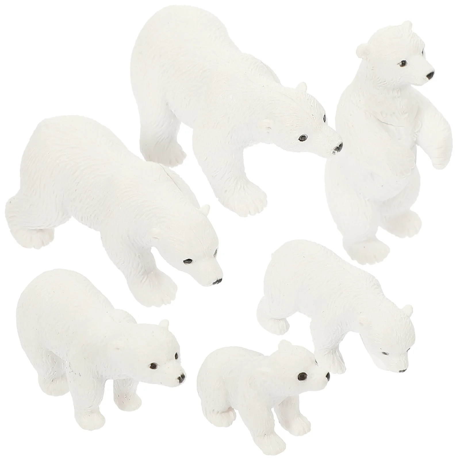 

6 Pcs Polar Bear Figurines Resin Material Lifelike Craftsmanship Miniature Garden Decor Indoor Scenes Desk nament White Bear