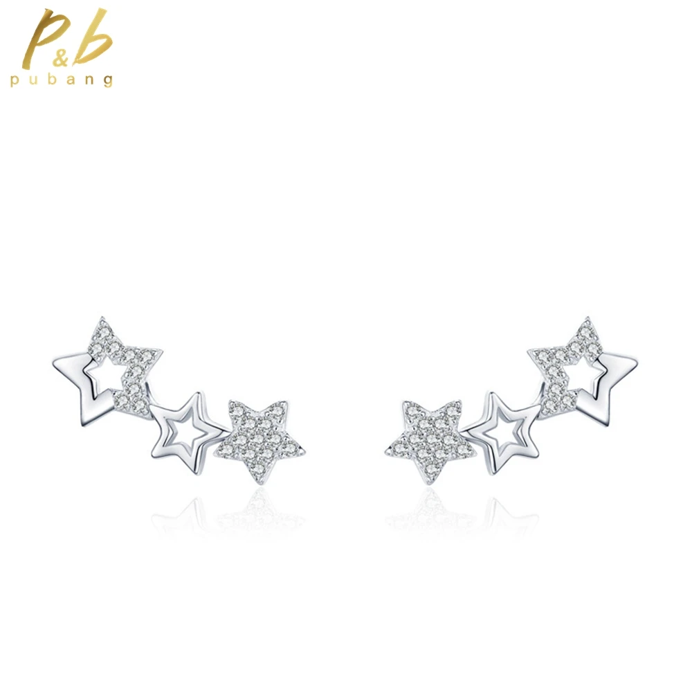 

PuBang Fine Jewelry Real 925 Sterling Silver High Carbon Diamond Classic Stud Earrings for Women Party Engagement Gift Wholesale