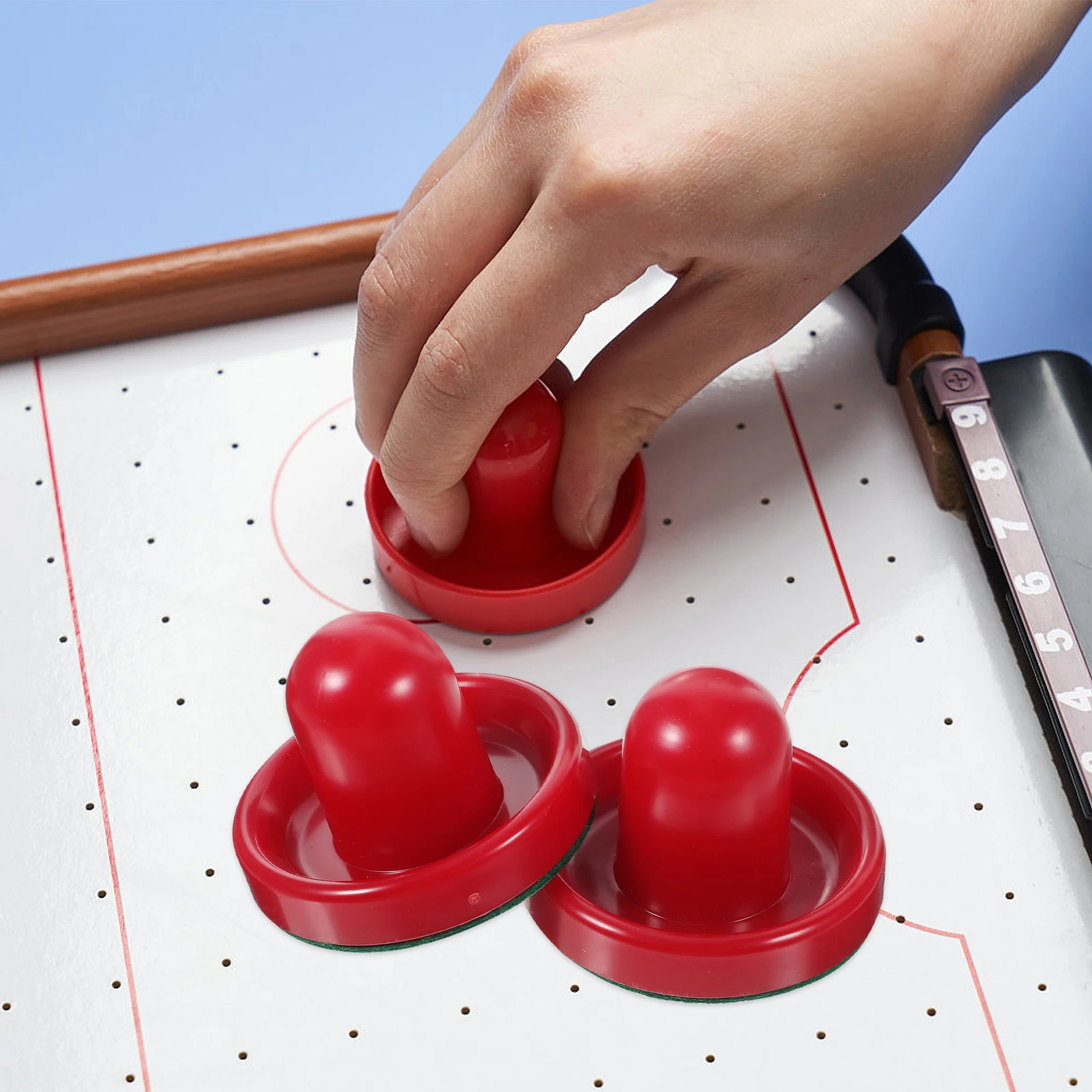 

8pcs 76Mm Air Paddles Pushers Replacement Set For Tables Ergonomic Handles Sliders Pucks Kit Accessories Red Color Team Sports