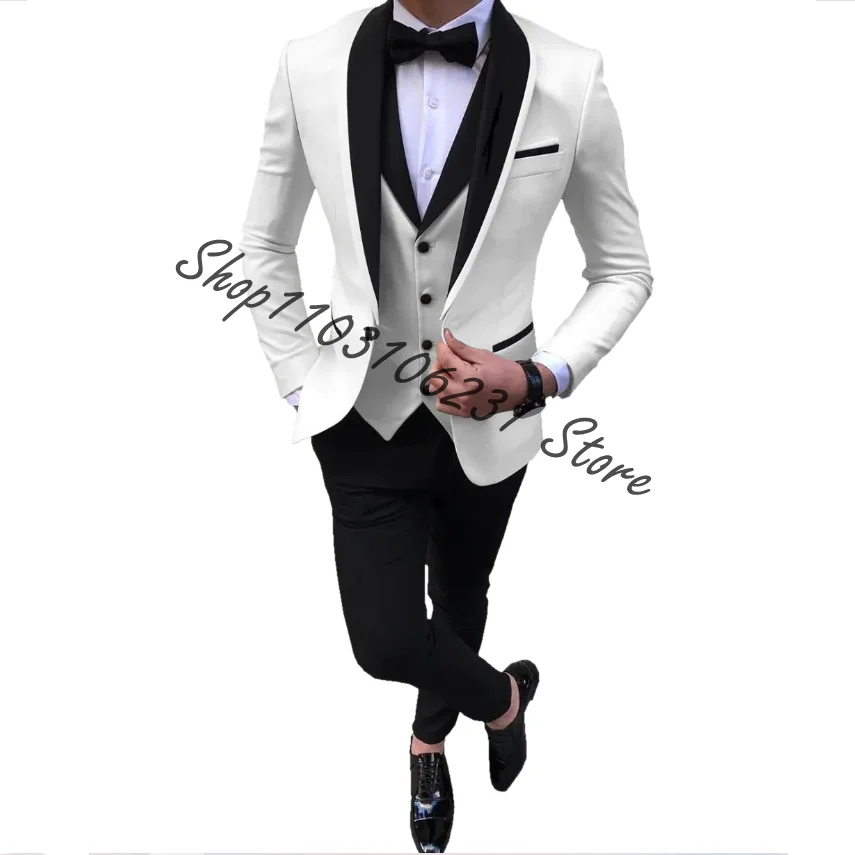 

Men's Wedding Suit For Groom Best-Man Groomsman 2024 Pure Color Elegant Blazer Pant Set Slim Male Formal Suit Costume Homme