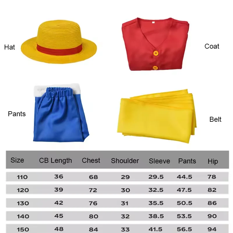New Adult anime Luffy cosplay costume with straw hat for boys Halloween carnival uniform jacket pants belt full outfit