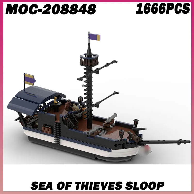 

1666 шт. MOC- 208848 Sea of Thieves Sloop строительные кирпичи модель корабля модульные блоки подарки игрушки для детей наборы «сделай сам» сборка