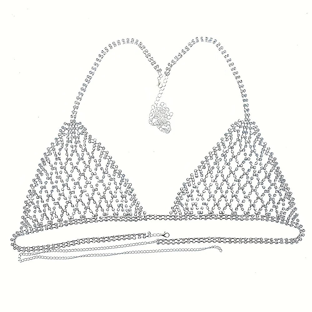 Sexy Exaggerated Hollow Triangle Top Shorts Body Chain Romantic Beach Party Shining Bikini Body Jewelry