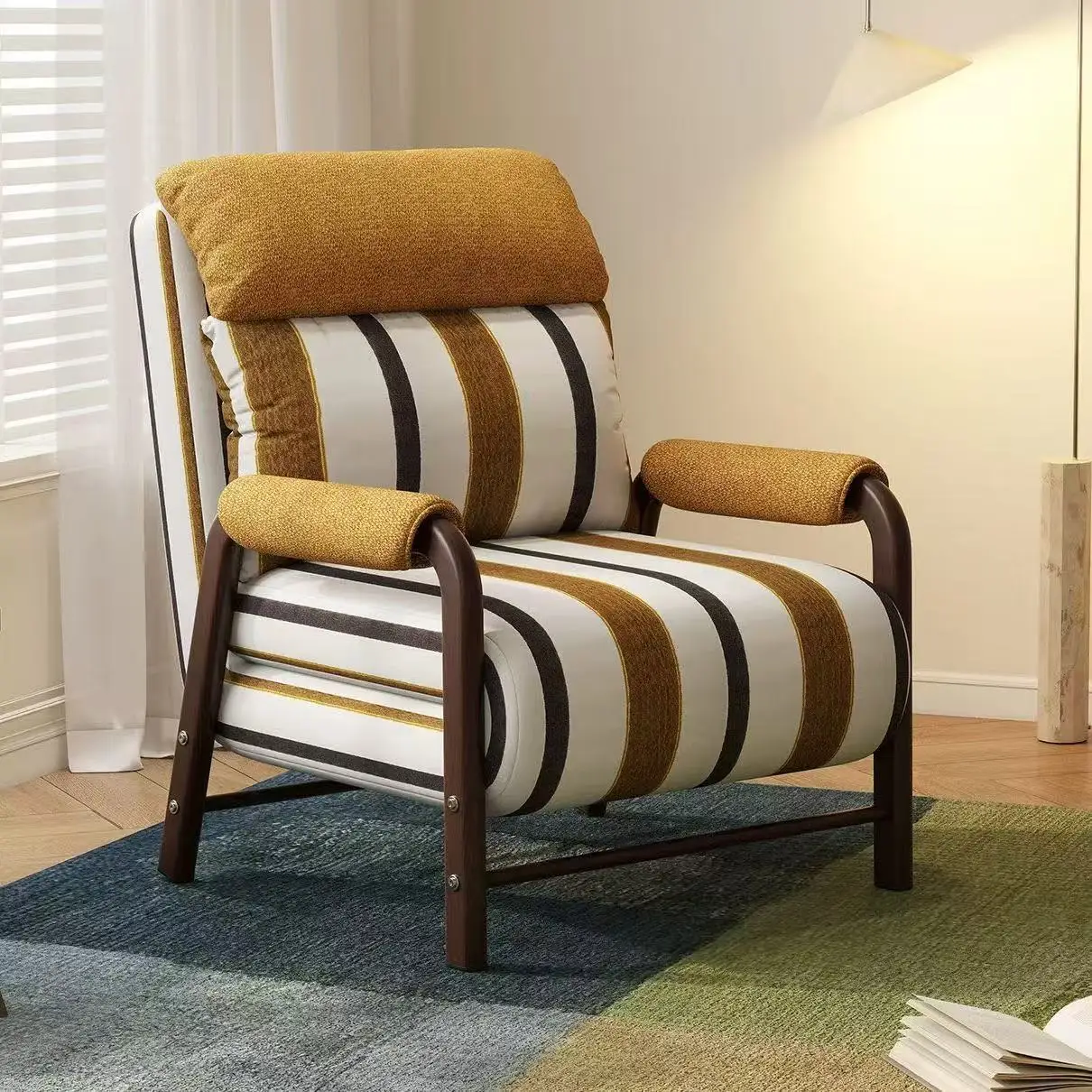 Modern Foldable Convertible Sofa Bed with PU Leather Upholstery and Iron Frame-2-Seater for Living Room & Bedroom Use